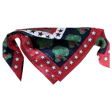 black red green gucci scarf|Gucci bandana scarf.